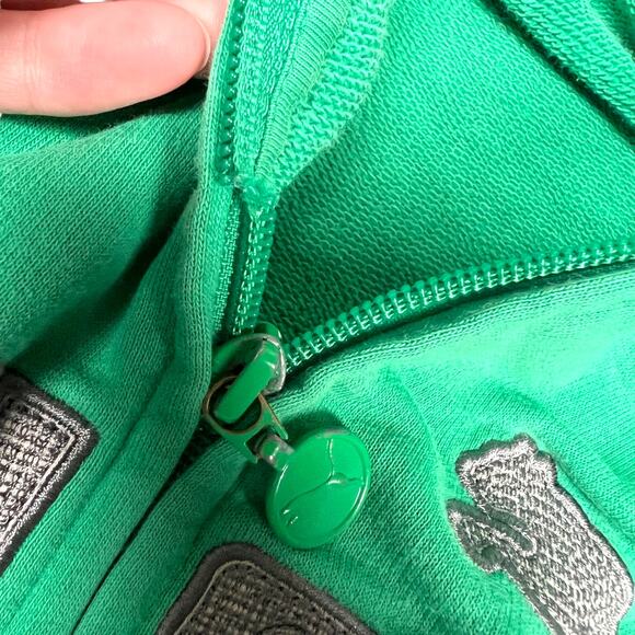Puma Hoodie‎ Jacket Green Grey Logo Front Full Zip Long Sleeve Women's Large - Picture 12 of 15